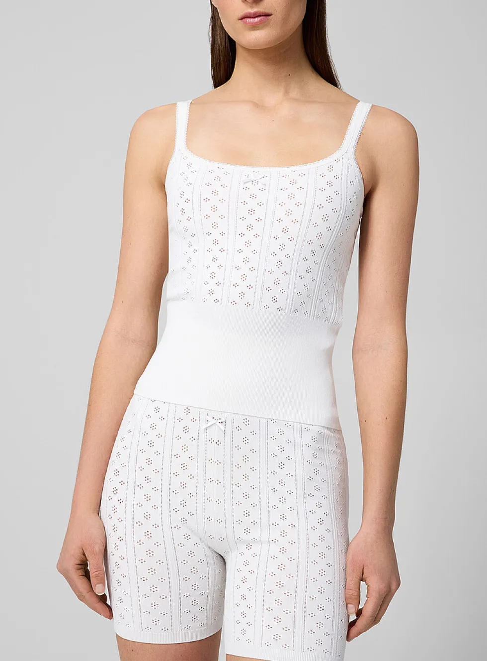 Pointelle knit fitted cami