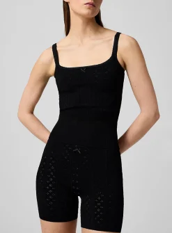 Pointelle knit fitted cami