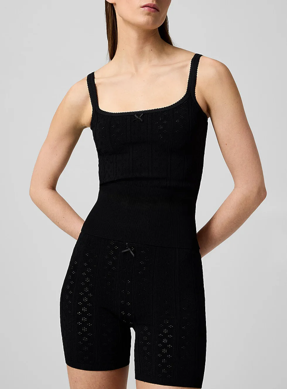 Pointelle knit fitted cami