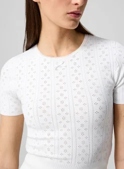 Pointelle knit fitted T-shirt