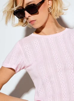 Pointelle knit T-shirt