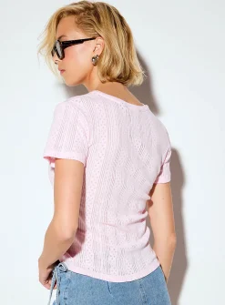 Pointelle knit T-shirt