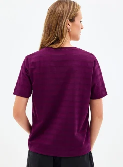 Pointelle pattern pure organic cotton T-shirt