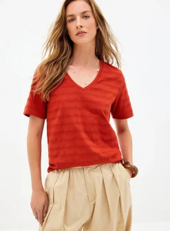 Pointelle pattern pure organic cotton T-shirt