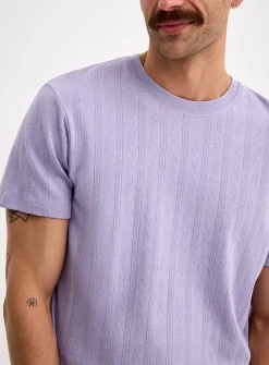 Pointelle stripe jersey T-shirt