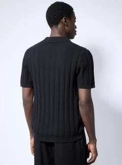 Pointelle stripe polo