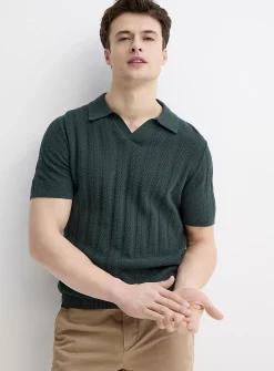Pointelle stripe polo