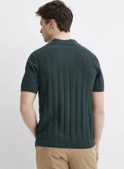 Pointelle stripe polo
