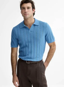 Pointelle stripe polo