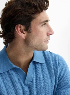Pointelle stripe polo