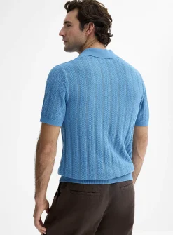 Pointelle stripe polo