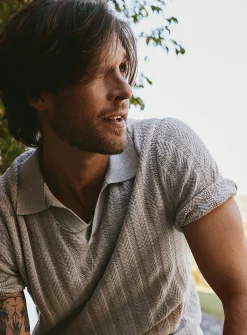 Pointelle stripe polo
