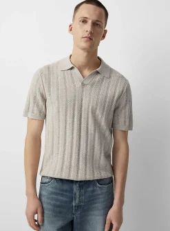 Pointelle stripe polo