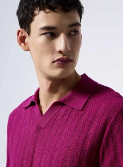 Pointelle stripe polo