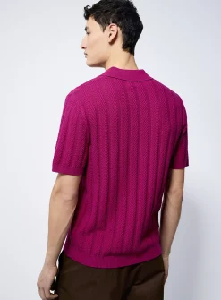 Pointelle stripe polo
