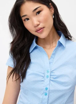 Polka dot cap sleeve shirt