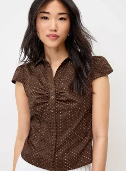Polka dot cap sleeve shirt