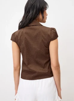 Polka dot cap sleeve shirt