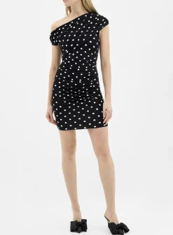 Polka dot draped minidress