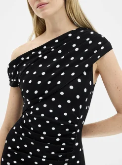 Polka dot draped minidress