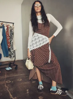 Polka dot sleeveless mermaid maxi dress