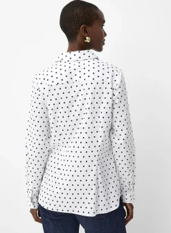 Polka dot stretch poplin shirt