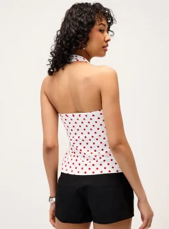 Polka dotted halter cami