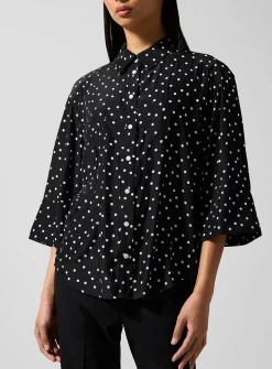 Polka-dotted 3/4 sleeve blouse