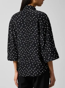 Polka-dotted 3/4 sleeve blouse