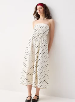 Polka-dotted maxi tube dress