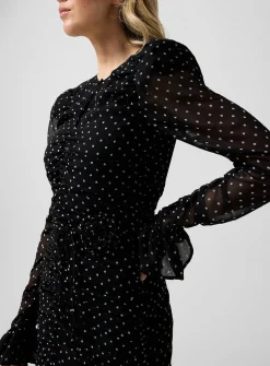 Polka-dotted ruched minidress