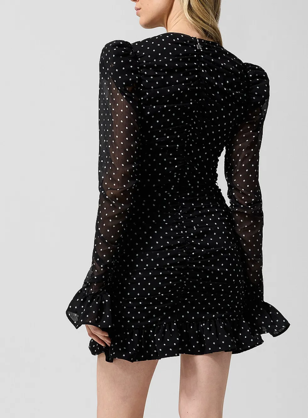 Polka-dotted ruched minidress