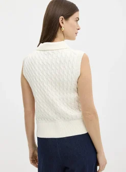 Polo collar cable-knit sweater vest