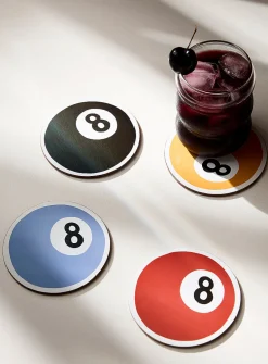 Pool balls laminated cork coasters
