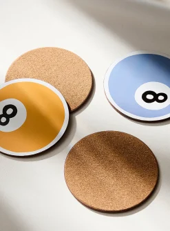 Pool balls laminated cork coasters