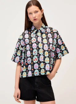 Pop print cropped shirt