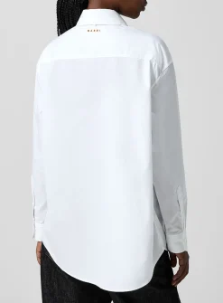 Poplin buckle tie-neck shirt