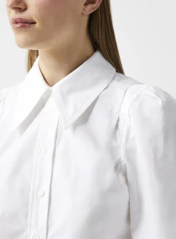 Poplin pleated shoulders shirt