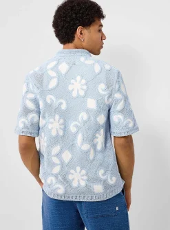 Porto floral crochet polo-collar cardigan