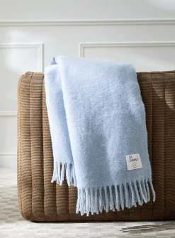 Powdery tone faux-mohair throw