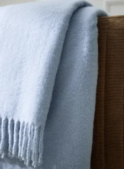 Powdery tone faux-mohair throw