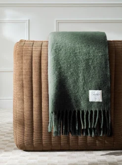 Powdery tone faux-mohair throw