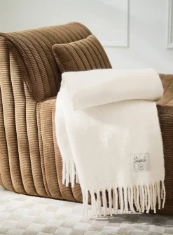 Powdery tone faux-mohair throw