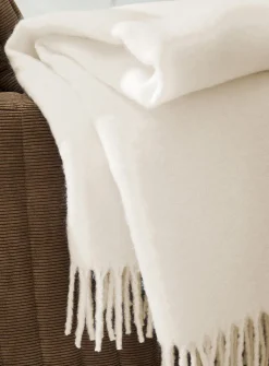 Powdery tone faux-mohair throw