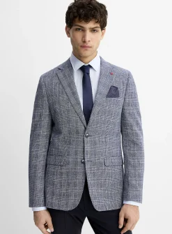 Prince of Wales linen-blend jacket