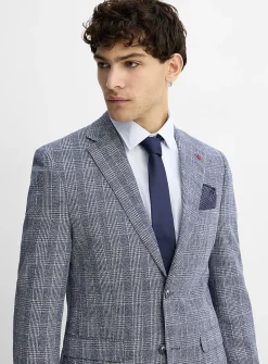 Prince of Wales linen-blend jacket
