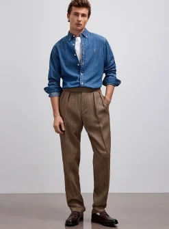 Prince of Wales linen-blend pant