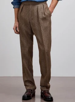 Prince of Wales linen-blend pant