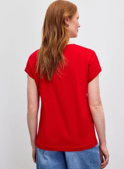 Printed 100% organic cotton cap-sleeve T-shirt