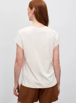 Printed 100% organic cotton cap-sleeve T-shirt